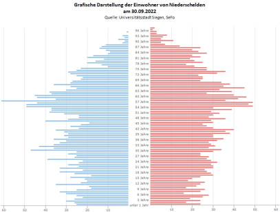 Grafische Darstellung der Einwohnerzahl des Stadtteils Niederschelden am 31.12.2020
